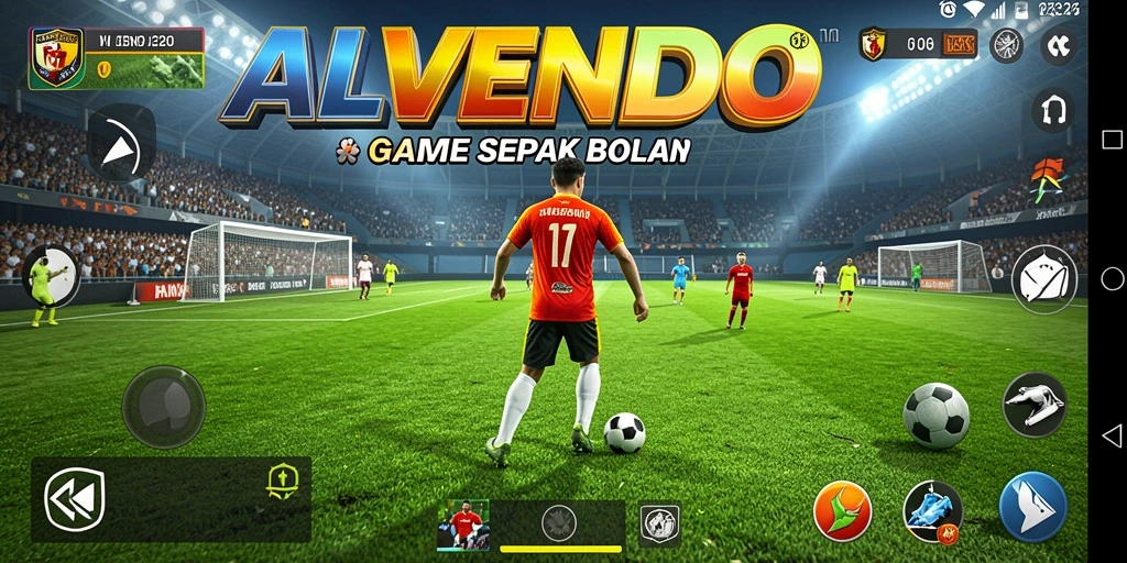 Tampilan gameplay menakjubkan dari ALVENDO yang penuh aksi sepak bola.