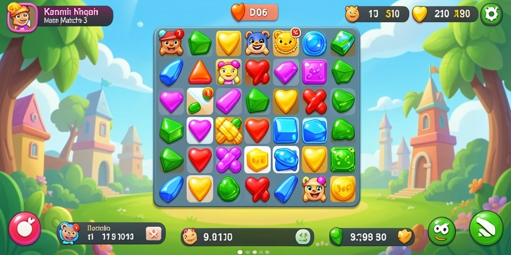 Tangkapan layar gameplay D06 yang penuh warna dan atraktif.