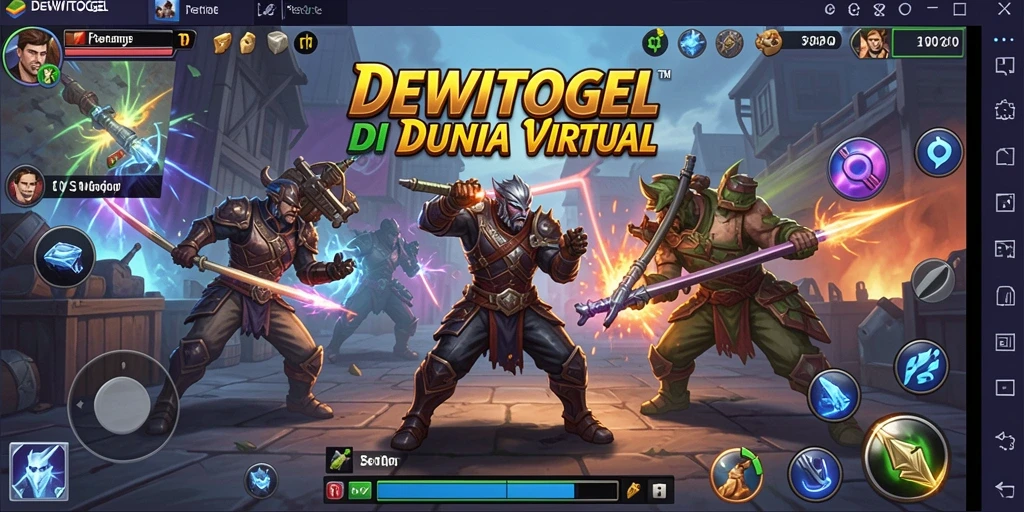 Screenshot gameplay DEWITOGEL menampilkan pertarungan intens dan karakter unik.