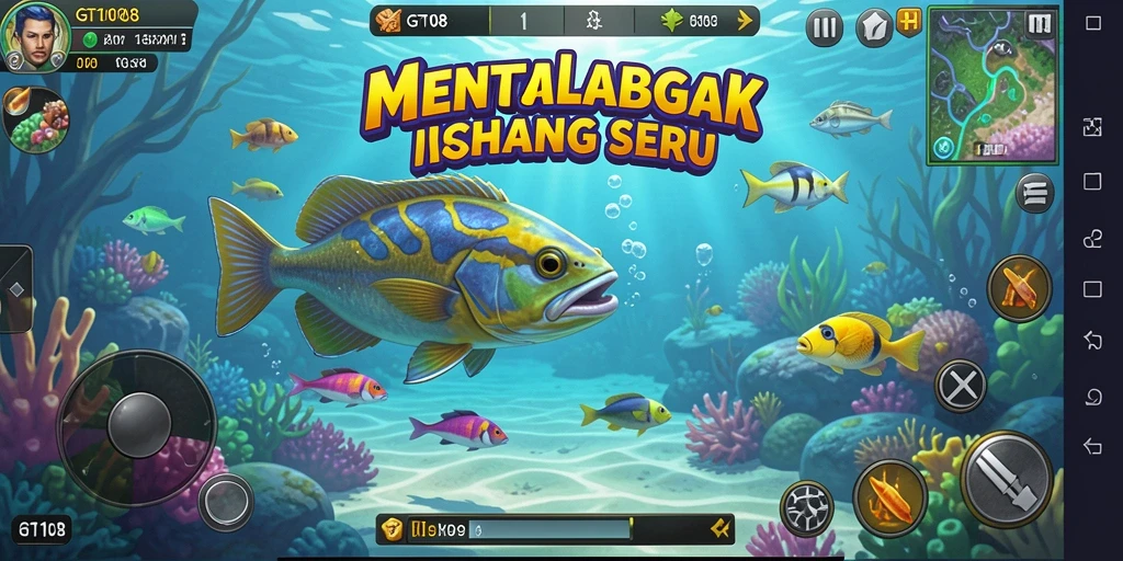 Screenshot gameplay GT108 menampilkan aksi seru menembak ikan.