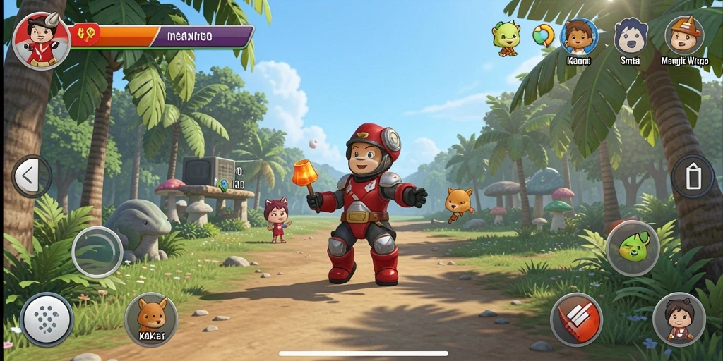 Tampilan gameplay KAKRP yang penuh warna dan menyenangkan.