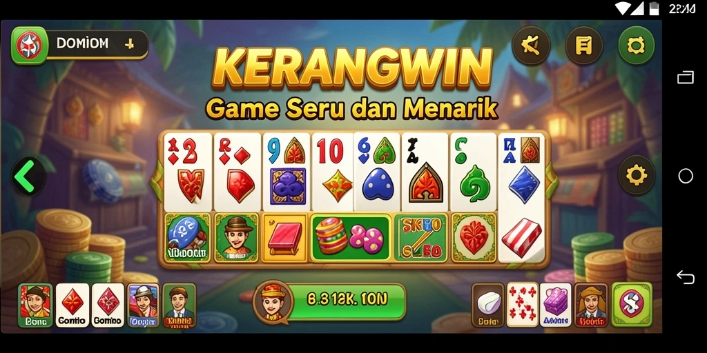 Tangkapan layar gameplay KERANGWIN menampilkan momen mendebarkan saat bermain domino.