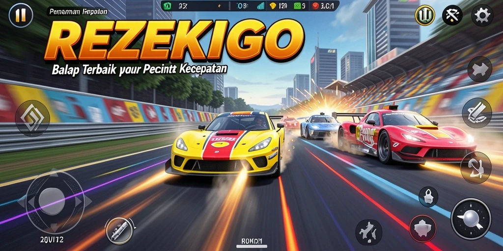 Tampilan gameplay balapan yang mendebarkan dari REZEKIGO.