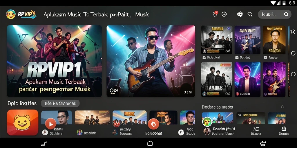 Tampilan utama RPVIP1 dengan antarmuka musik yang interaktif dan menarik.