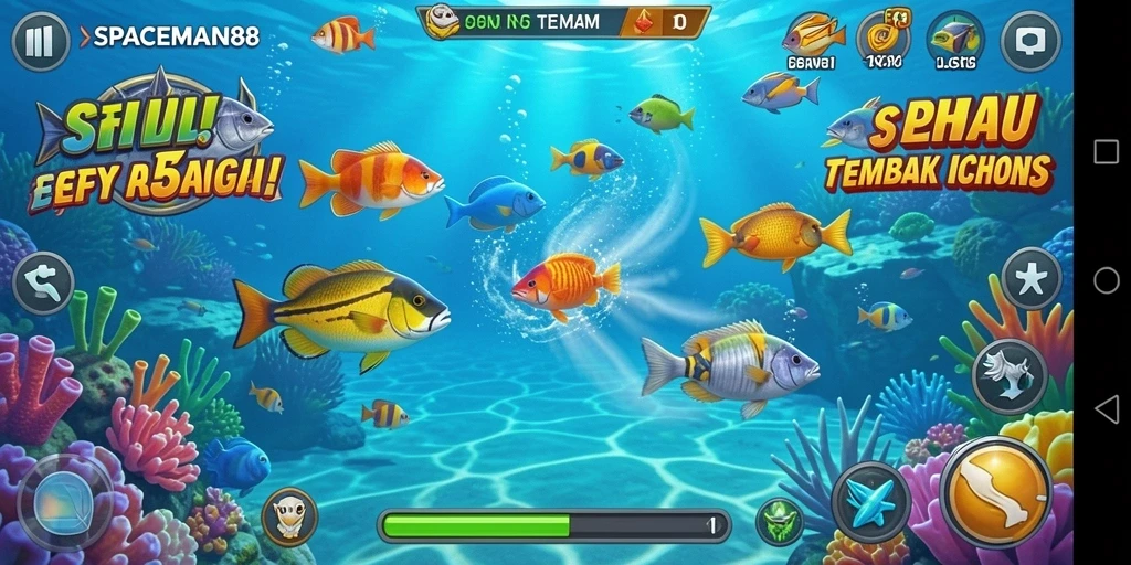 Screenshot gameplay Tembak Ikan SPACEMAN88 yang menghibur.