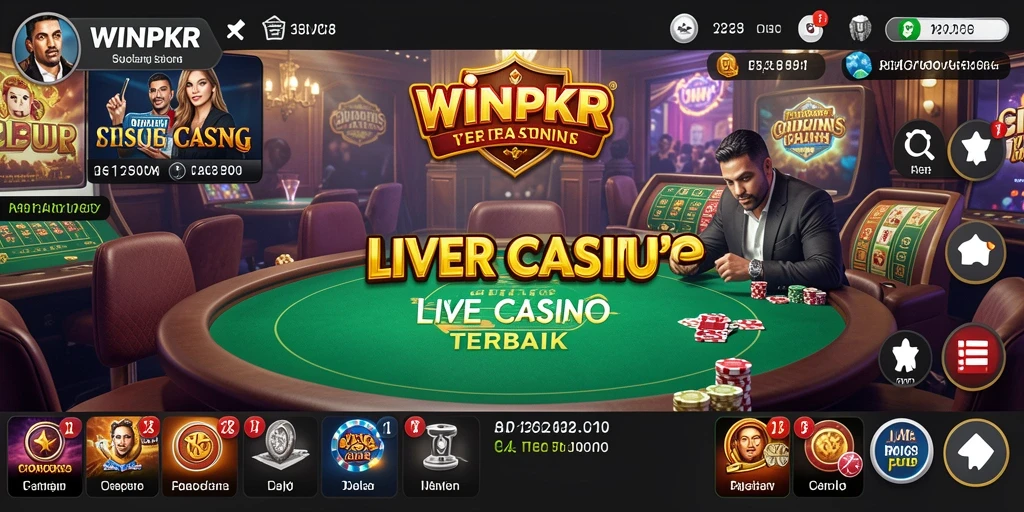 Tampilan gameplay seru di WINPKR dengan dealer langsung.